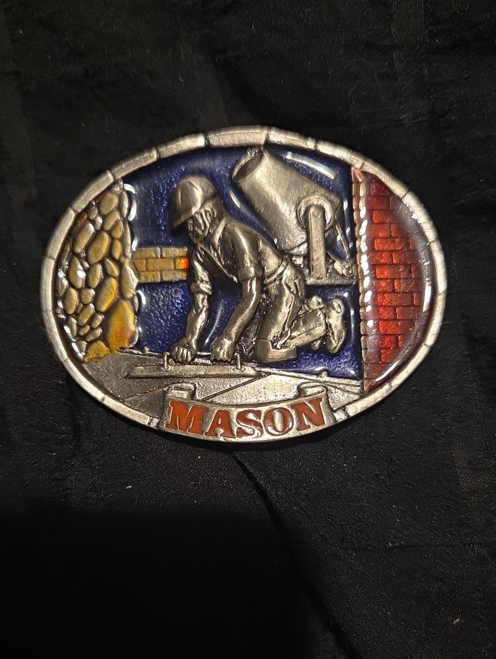 Mason Bricklayer Stone Mason Mortar Construction Worker Vintage Belt Buckle